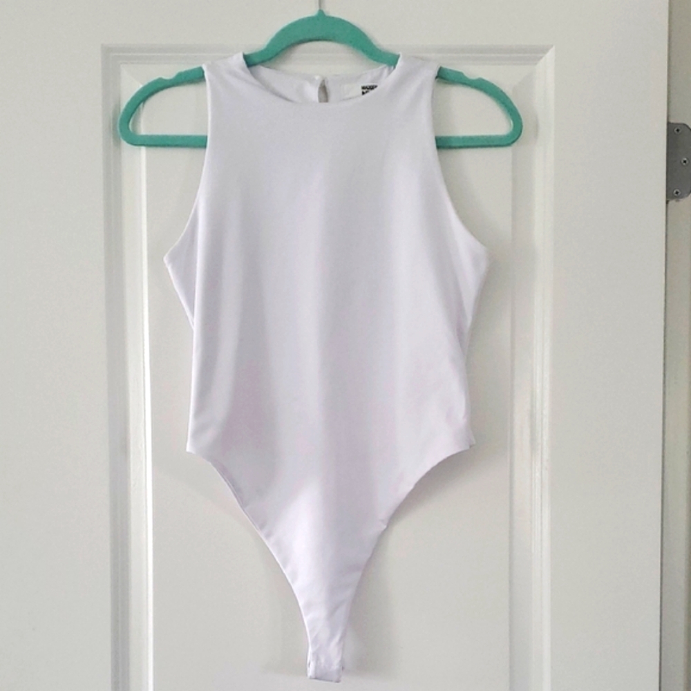 White Sleeveless High-Cut Bodysuit